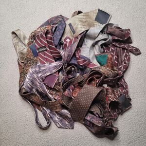 14pc Mens Neckties LOT Wholesale Bulk Collectors Assorted Crafts Cutter DIY Mix